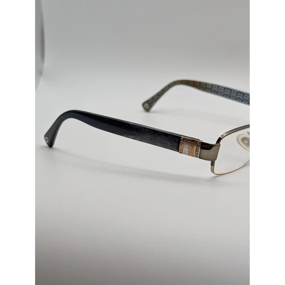 Coach HB 5027B Gunmetal‎ Rectangular Eyeglasses Frames Crystal Logo Temples